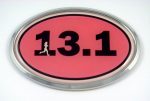 13.1 Pink Running Oval 3D Chrome Emblem