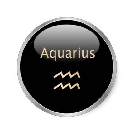 6 Small Round Zodiac Stickers Aquarius