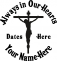 Always in Our Hearts Crucifix Sticker