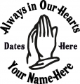 Always in Our Hearts Praying Hands Sticker