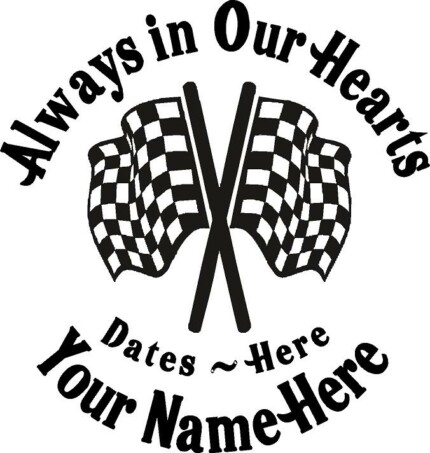 Always in Our Hearts Racing Flags Sticker