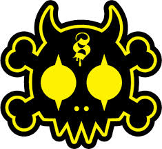 black and yellow skull sticker
