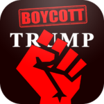 BOYCOTT TRUMP BLACK SQUARE FIST STICKER