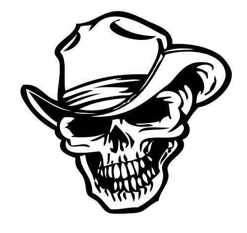 cowboy skull die cut decal