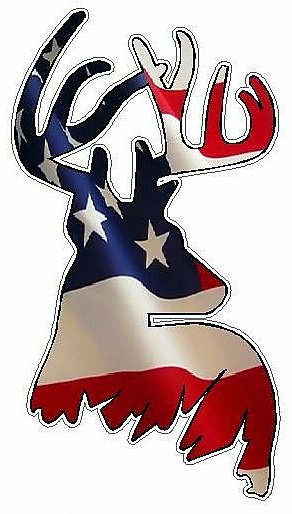 Deer Head Decal 44 - Flag USA