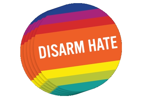 disarm hate stiCker set 6 - 2 inch stickers
