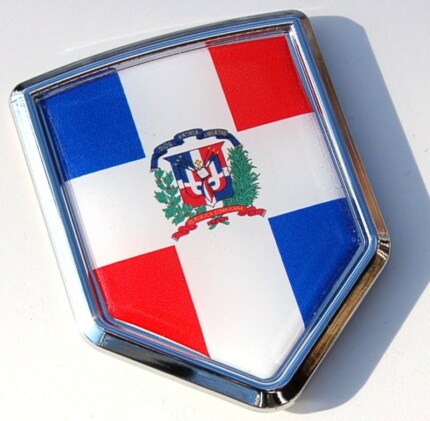 Dominican Republic Decal Flag Crest Car Chrome Emblem Sticker