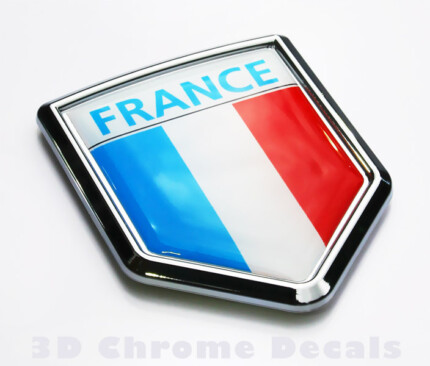 France Flag Crest Emblem Chrome Car French Decal Sticker