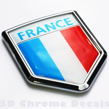 France Flag Crest Emblem Chrome Car French Decal Sticker