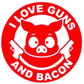 i love guns and bacon color sticker