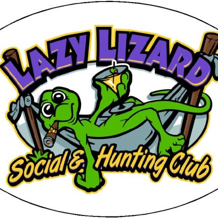 lazy lizard  hunting club logo OVAL STICKERS - PAIR