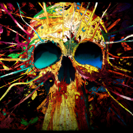 psychedelic skull window or wall decal