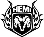 ram hemi skull with flames decal