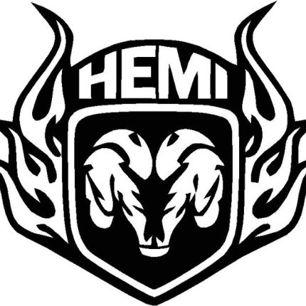 ram hemi skull with flames decal