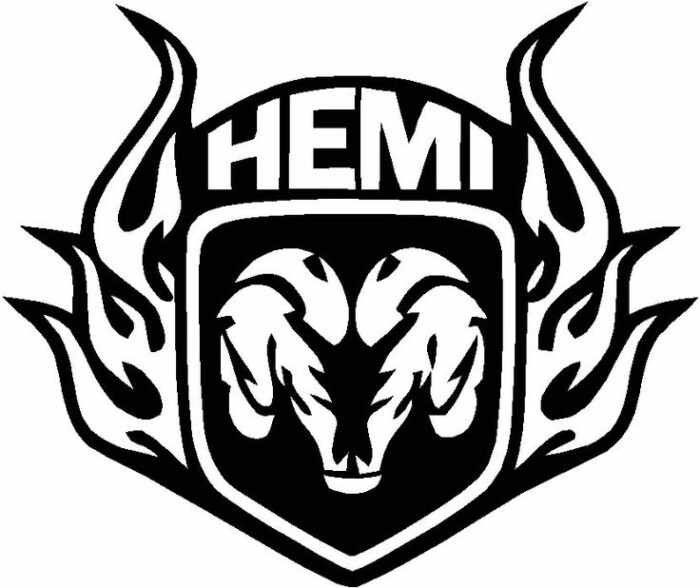 ram hemi skull with flames decal