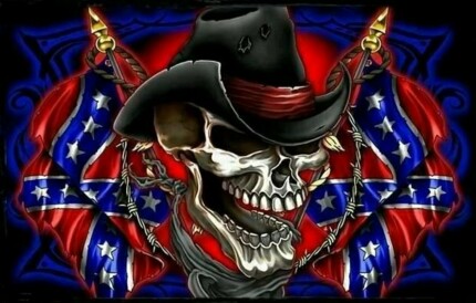 rebel flag cowboy skull sticker