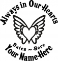 Always in Our Hearts Heart with Wings Sticker