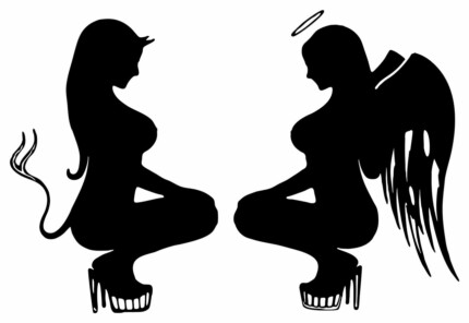 Angel and Devil Sitting Decal 2