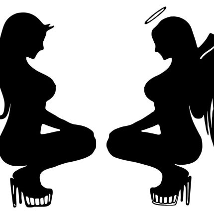 Angel and Devil Sitting Decal 2