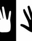 black white hand sticker