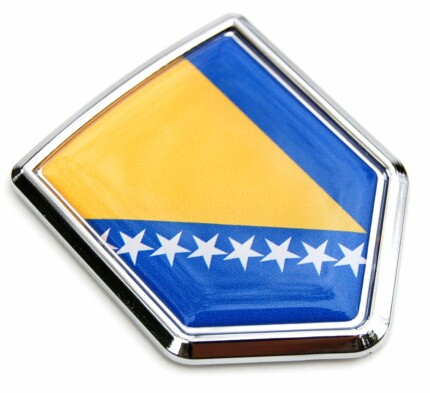 Bosnia Flag Crest Decal Car Chrome Emblem Sticker