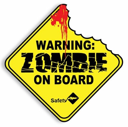 Car Truck Warning Zombie on Board Sticker Decal