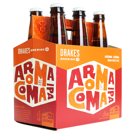 DRAKES BREWING AROMA COMA IPA SIX PACK SHAPED STICKER