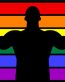 GAY MAN ARMS OUT PRIDE FLAG STICKER