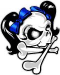 Girl Skull Blue Ribbon Decal Sticker