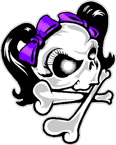 Girl Skull Purple Ribbon Decal Sticker