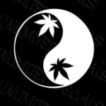 marijuana yin yang b&w sticker