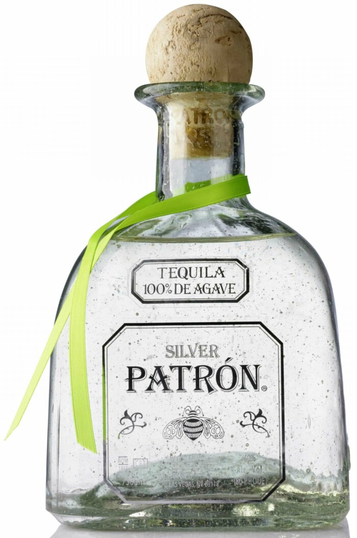 Patron Silver Bottle Shaped Sticker