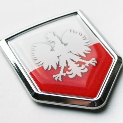 Poland White Eagle Flag Crest Decal Car Chrome Emblem Sticker