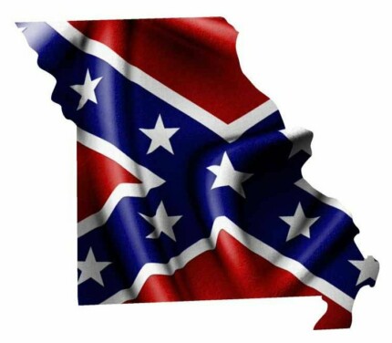 Rebel Flag Missouri Shaped Sticker