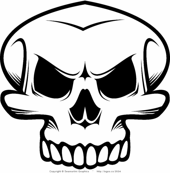 skull graphic B&W sticker