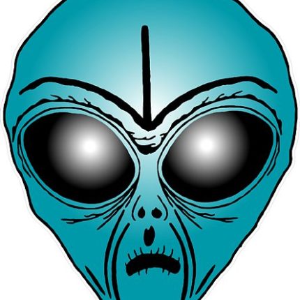 Alien Head Sticker 10 BLUE