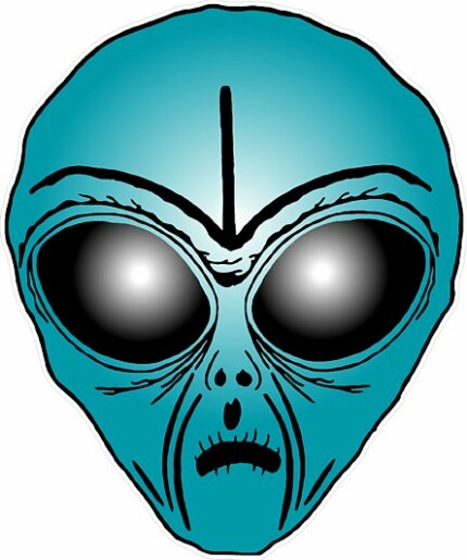 Alien Head Sticker 10 BLUE