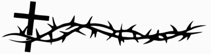 barb wire and cross religion decal RIGHT