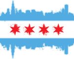 CHICAGO FLAG WITH SKYLINE STICKER