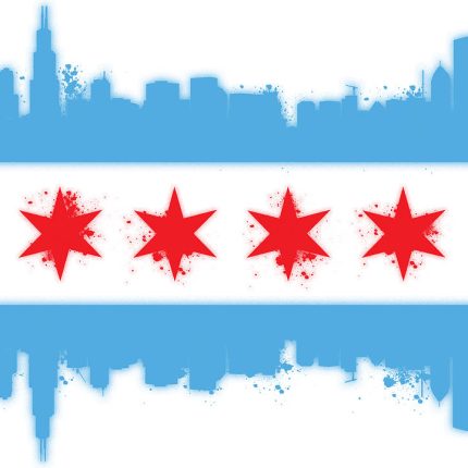 CHICAGO FLAG WITH SKYLINE STICKER