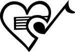 heart with music note sticker decal
