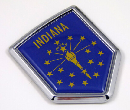 indiana US state flag Crest domed chrome emblem car badge decal