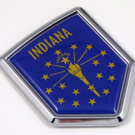 indiana US state flag Crest domed chrome emblem car badge decal
