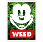 mickey face weed sticker