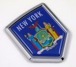 new york US state flag domed chrome emblem car badge decal