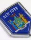 new york US state flag domed chrome emblem car badge decal