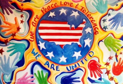 Peace Love and Tolerance Sticker