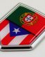 portugal and puerto rico shield split chrome car badge