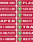 RECYCLE BIN LABELS -  RED set of 14 stickers