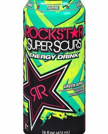 Rockstar SUPER SOURS GREEN APPLE energy drink can shaped sticker